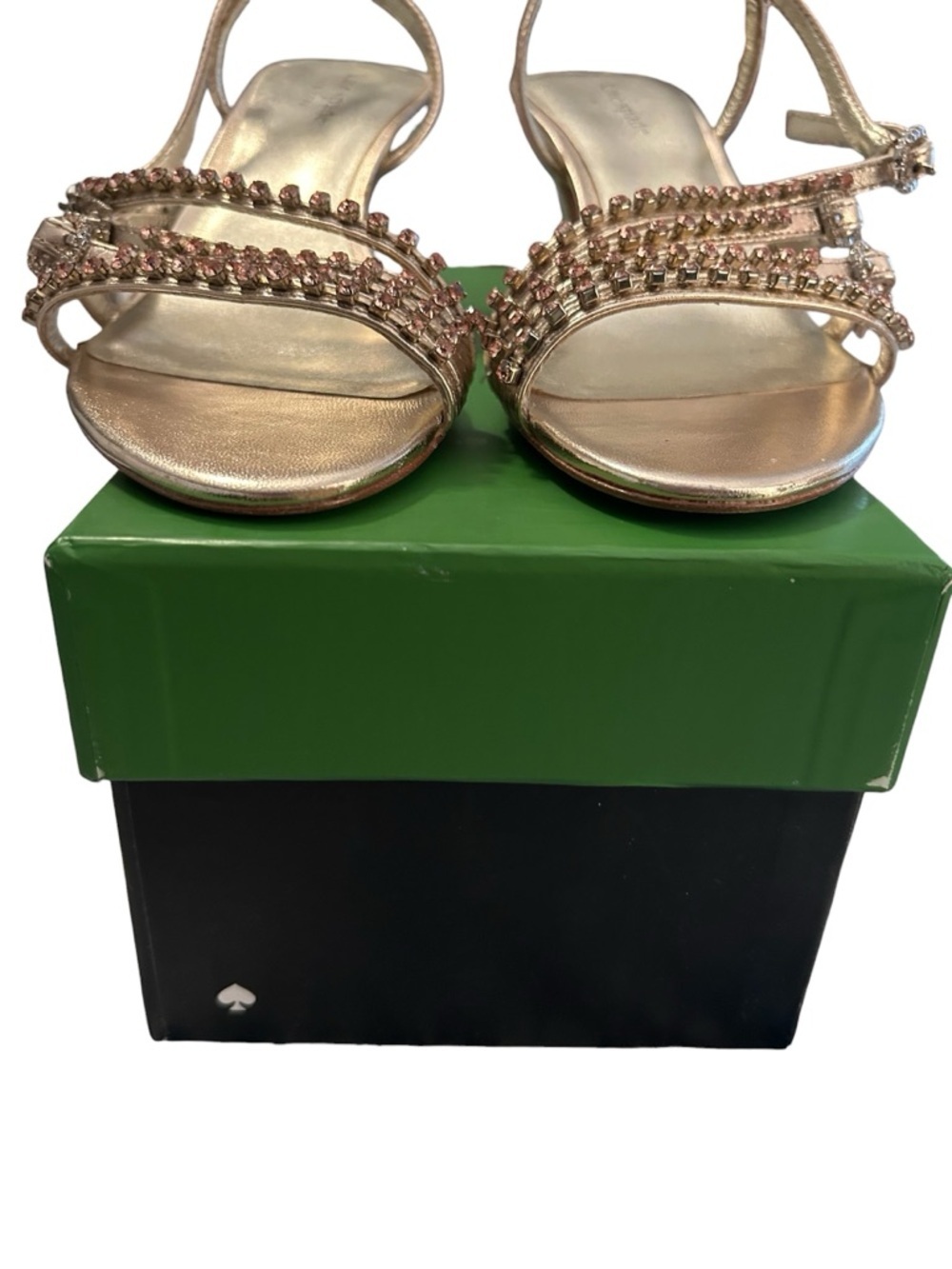Kate Spade Rose Gold jeweled Slingback Heels - Picture 12 of 14